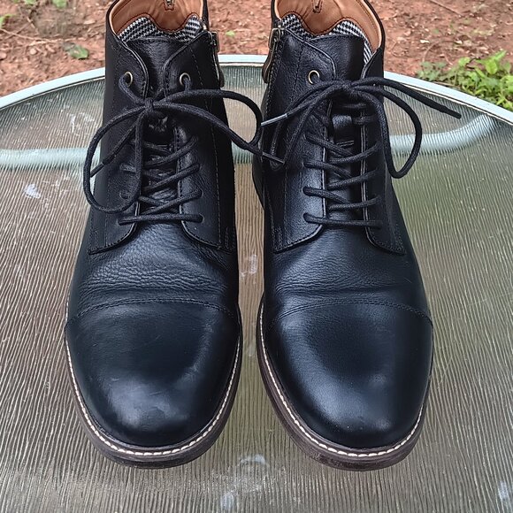 Men's Aston Grey Lollan Black Leather Ankle Boots Size 10.5 M - Picture 6 of 12